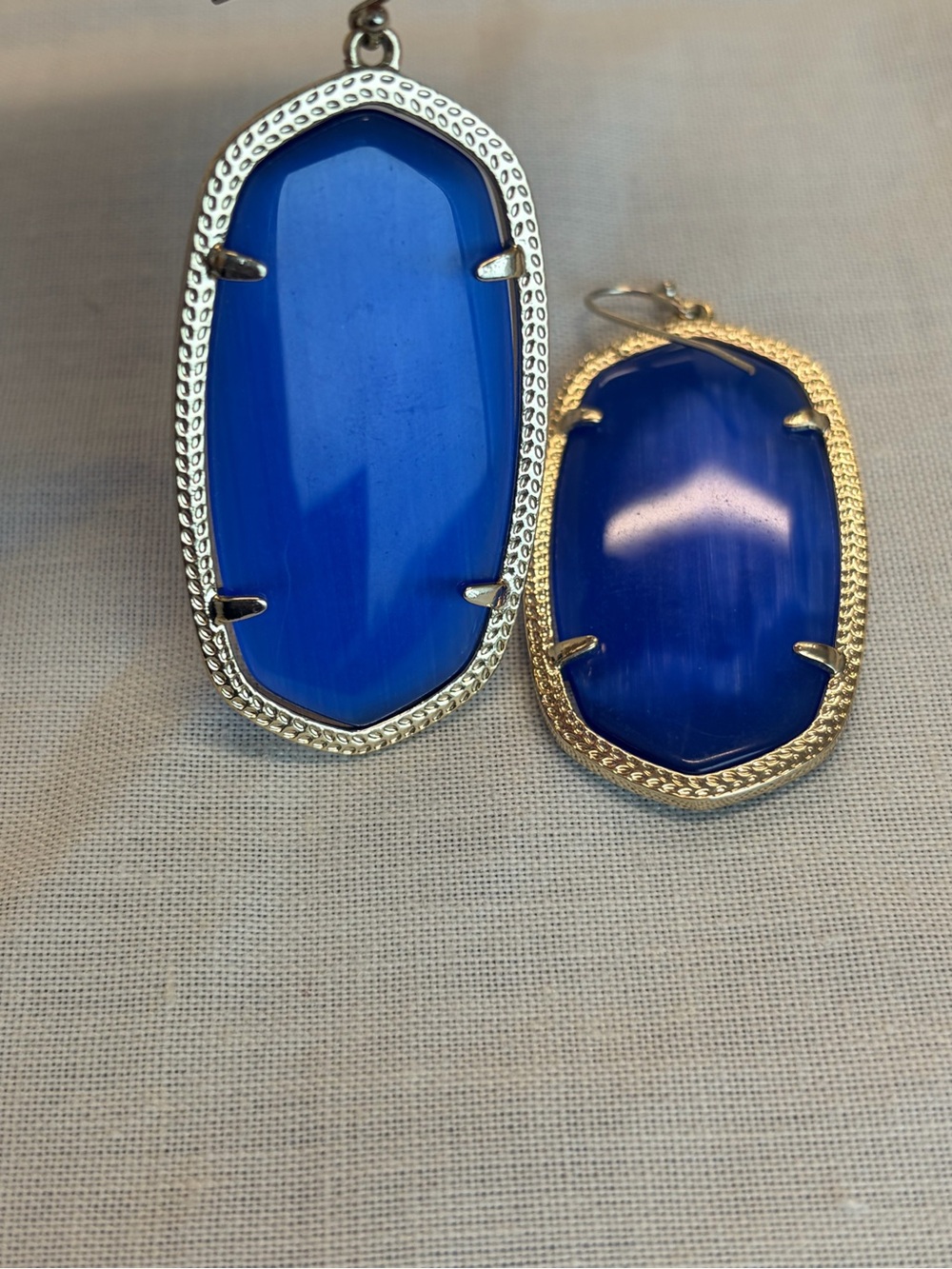 Kendra Scott Danielle Blue Stone Gold-Trim Drop Earrings - Picture 2 of 6